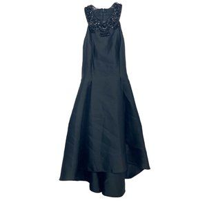 Adrianna Papell Black Beaded A-Line High Low Dress Party Cocktail Size 0